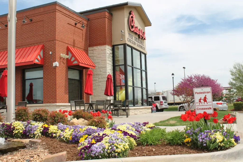 Chick-fil-A commercial landscaping in OKC by Willis 12
