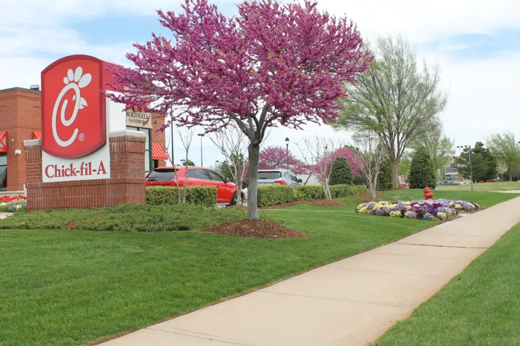 Chick-fil-A commercial landscaping in OKC by Willis 23