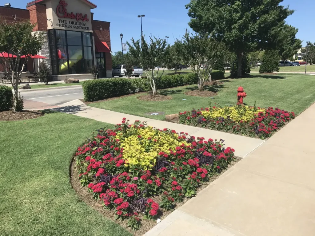 Chick-fil-A commercial landscaping in OKC by Willis 21